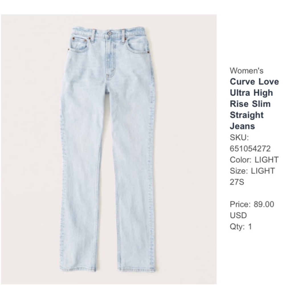 Abercrombie curve love high rise jeans worn once